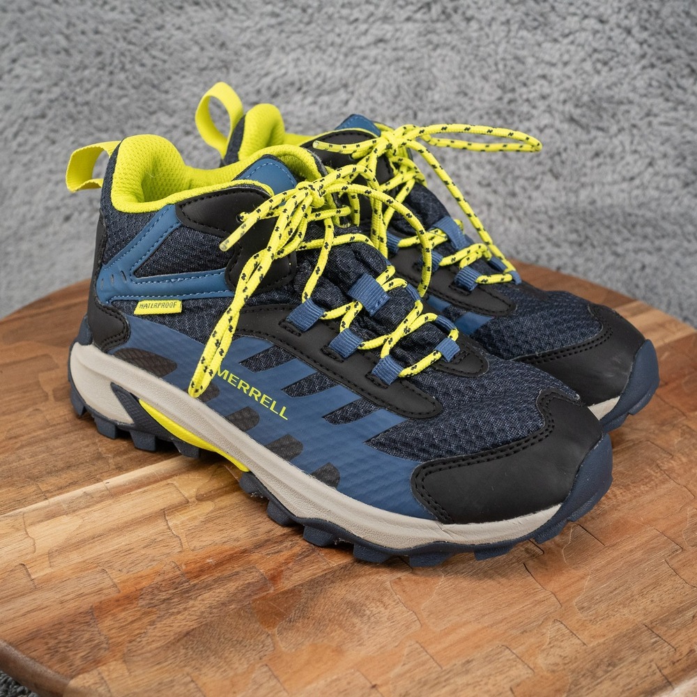 Merrell Moab Speed 2 Mid Waterproof Hiking Boots MK267548 Navy/Hi Viz Boys 3 M
